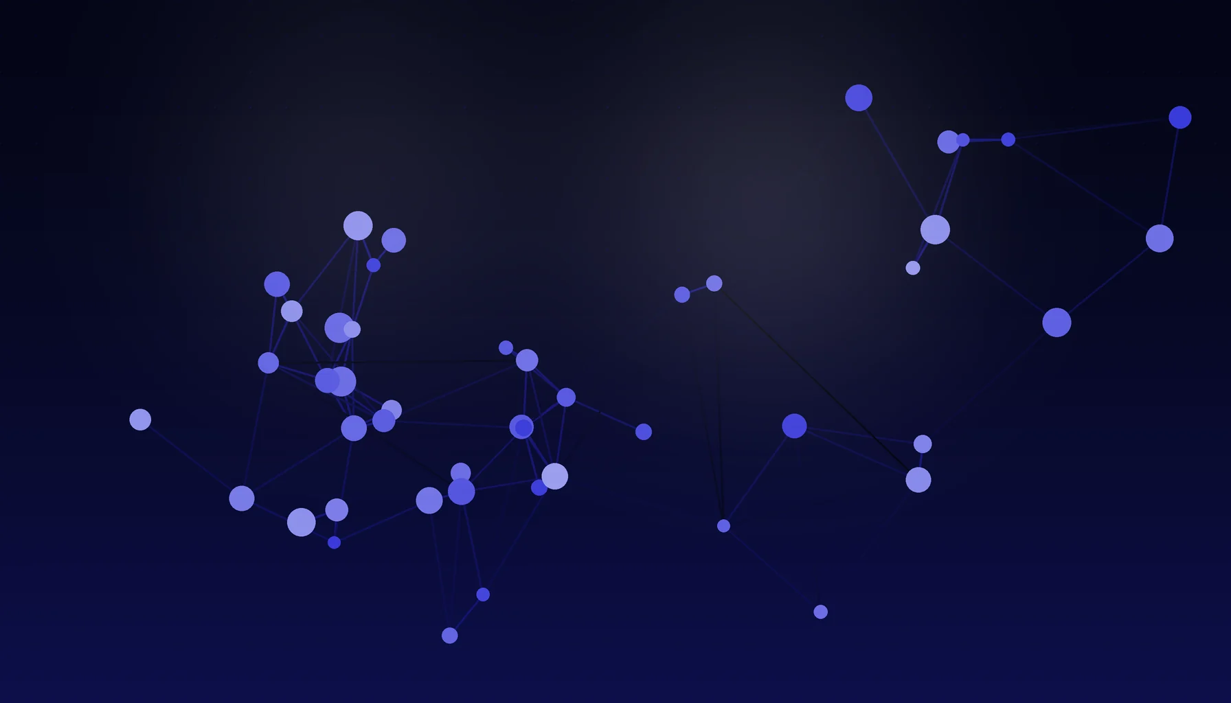 Abstract cover art: clustered nodes joined by edges on a dark blue field