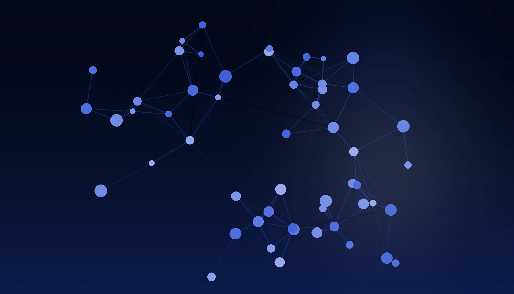 Abstract cover art: clustered nodes joined by edges on a dark blue field