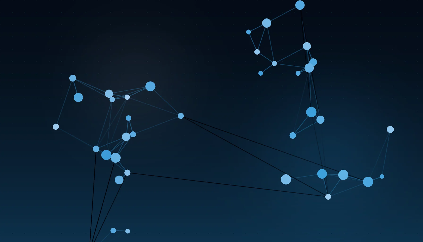 Abstract cover art: clustered nodes joined by edges on a dark blue field