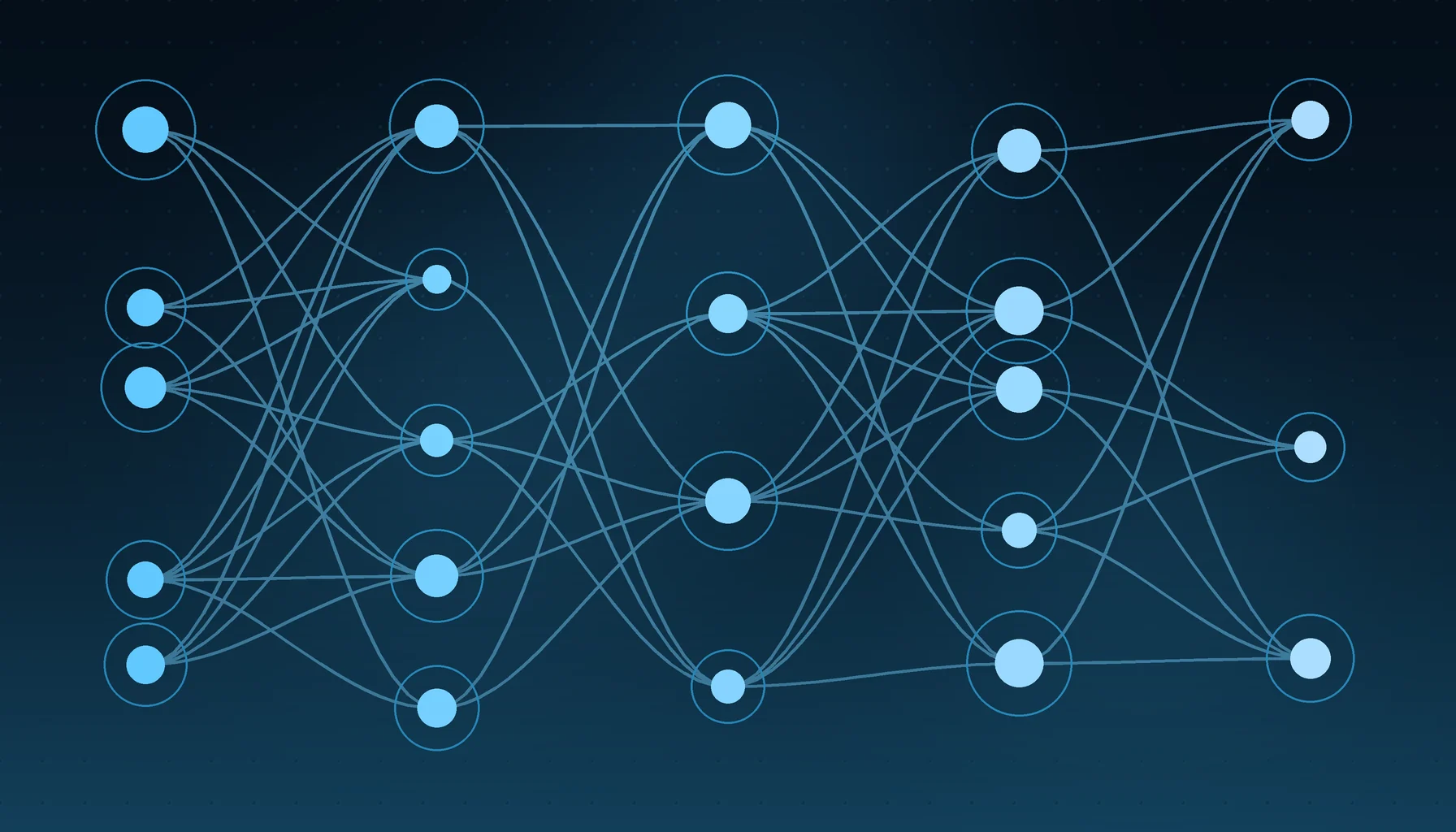 Abstract cover art: paths branching between waypoints on a dark blue field