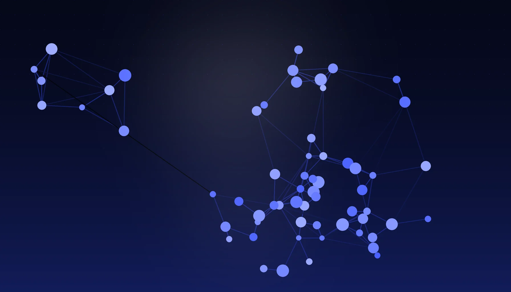 Abstract cover art: clustered nodes joined by edges on a dark blue field