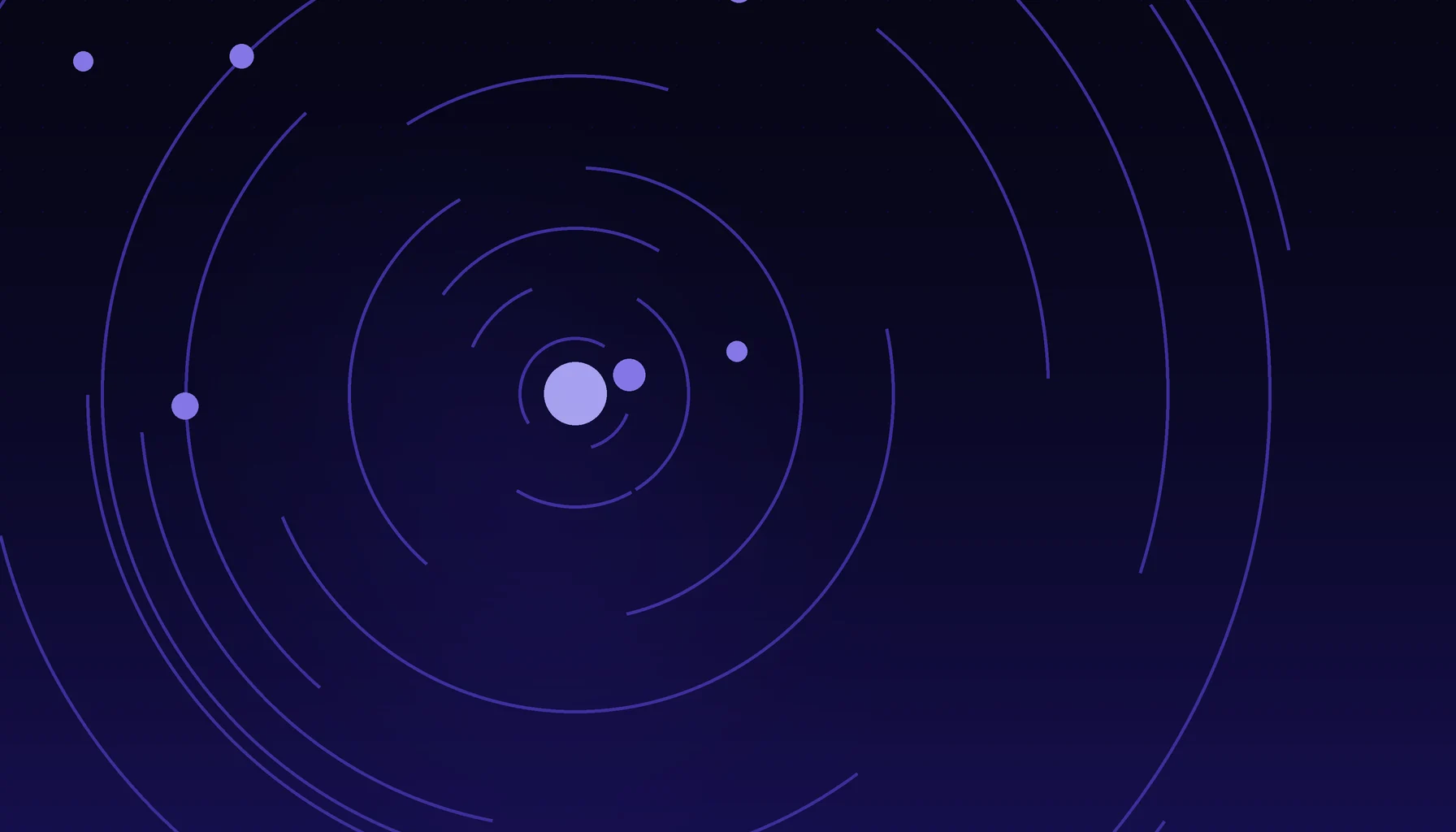 Abstract cover art: concentric arcs around a bright focal point on a dark blue field