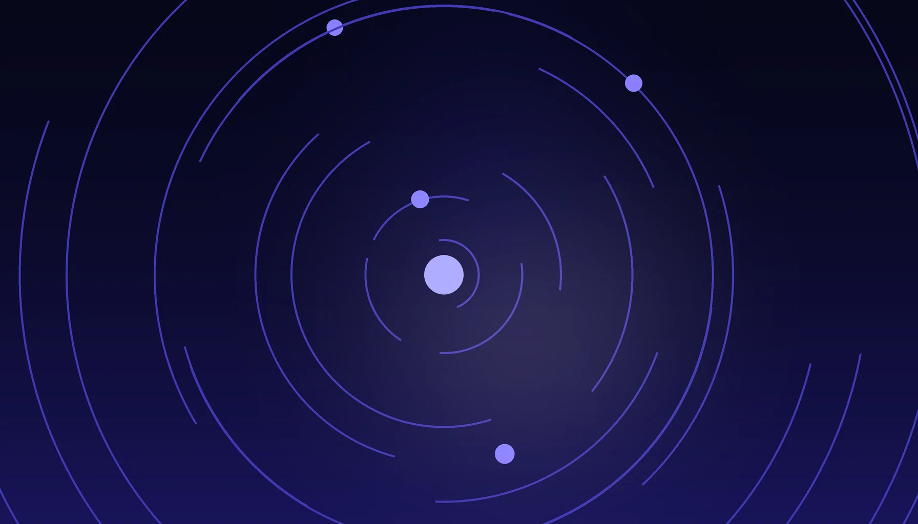 Abstract cover art: concentric arcs around a bright focal point on a dark blue field