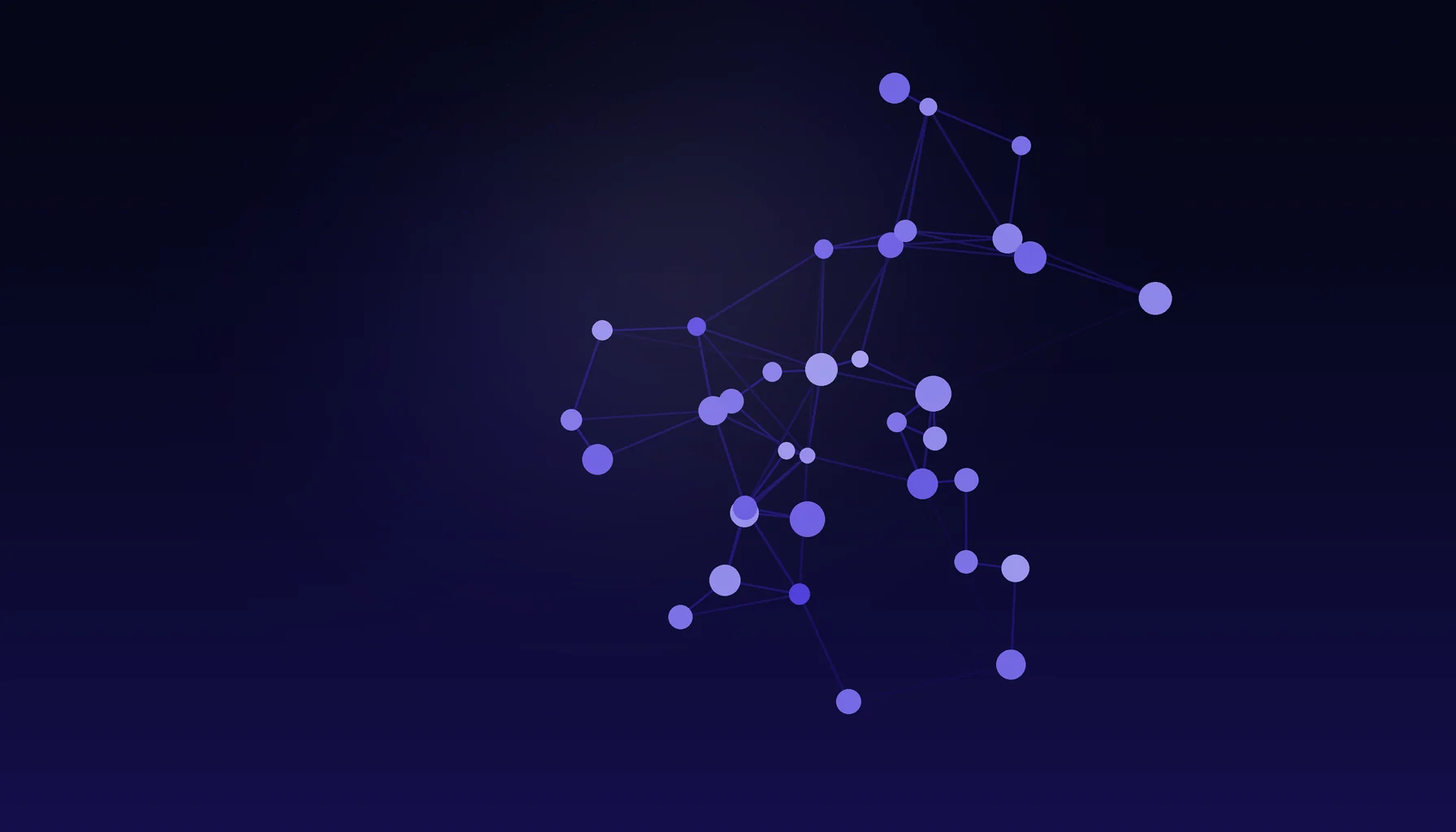 Abstract cover art: clustered nodes joined by edges on a dark blue field