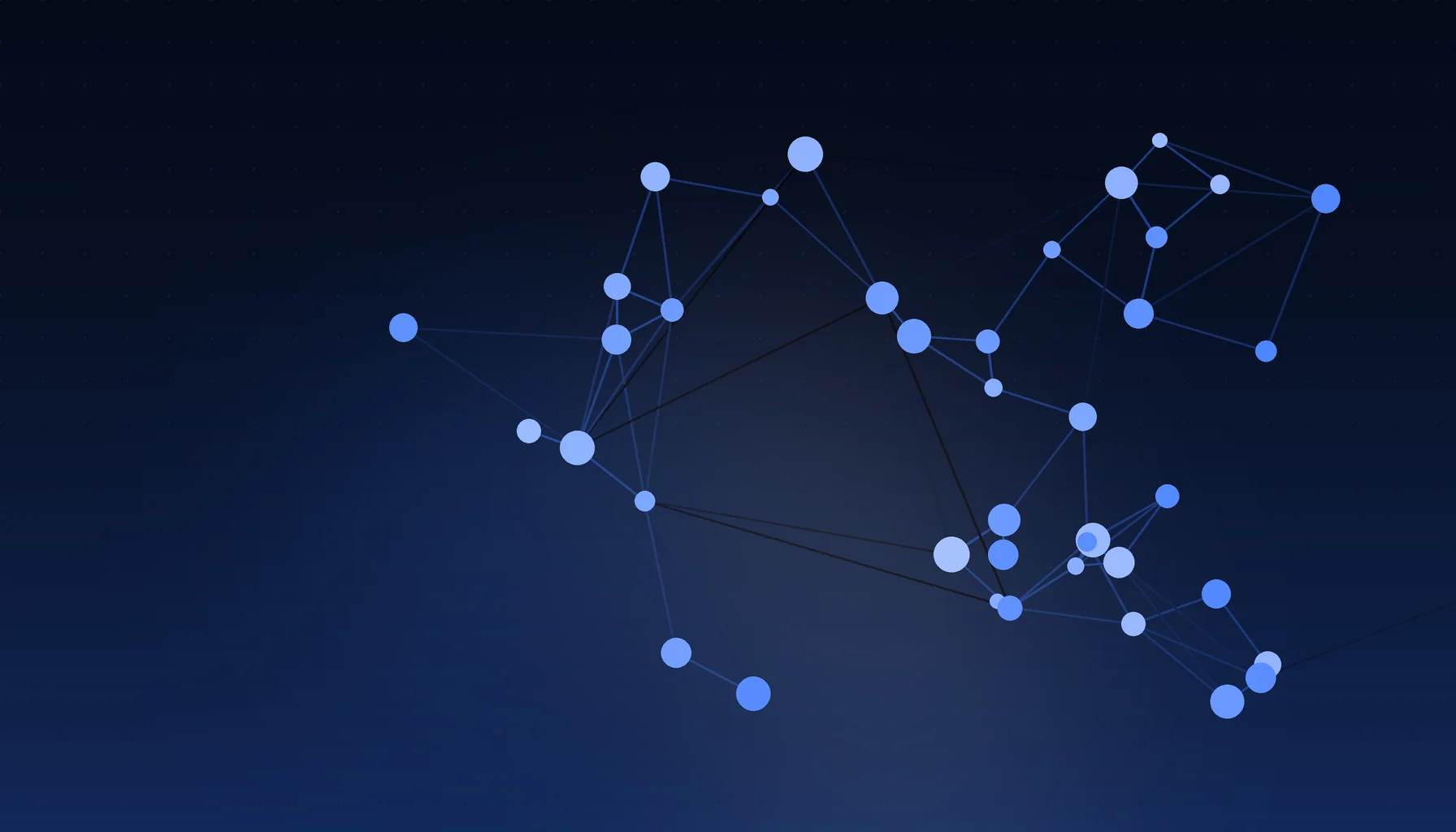 Abstract cover art: clustered nodes joined by edges on a dark blue field
