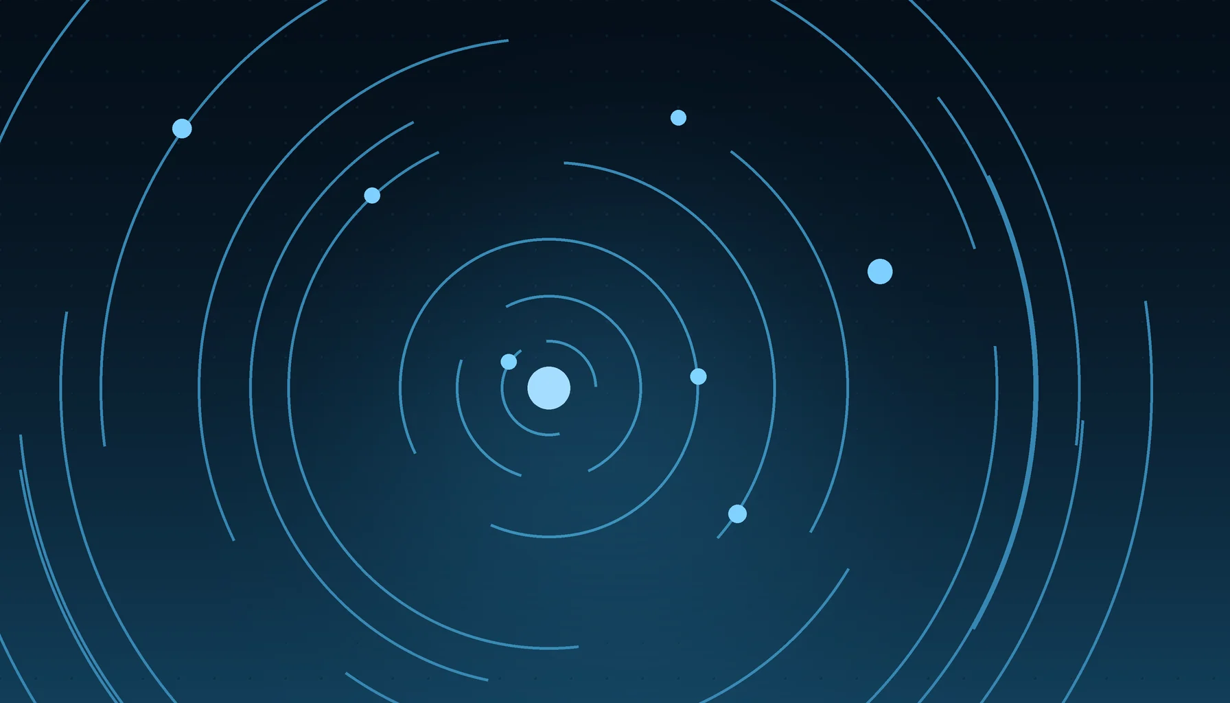 Abstract cover art: concentric arcs around a bright focal point on a dark blue field