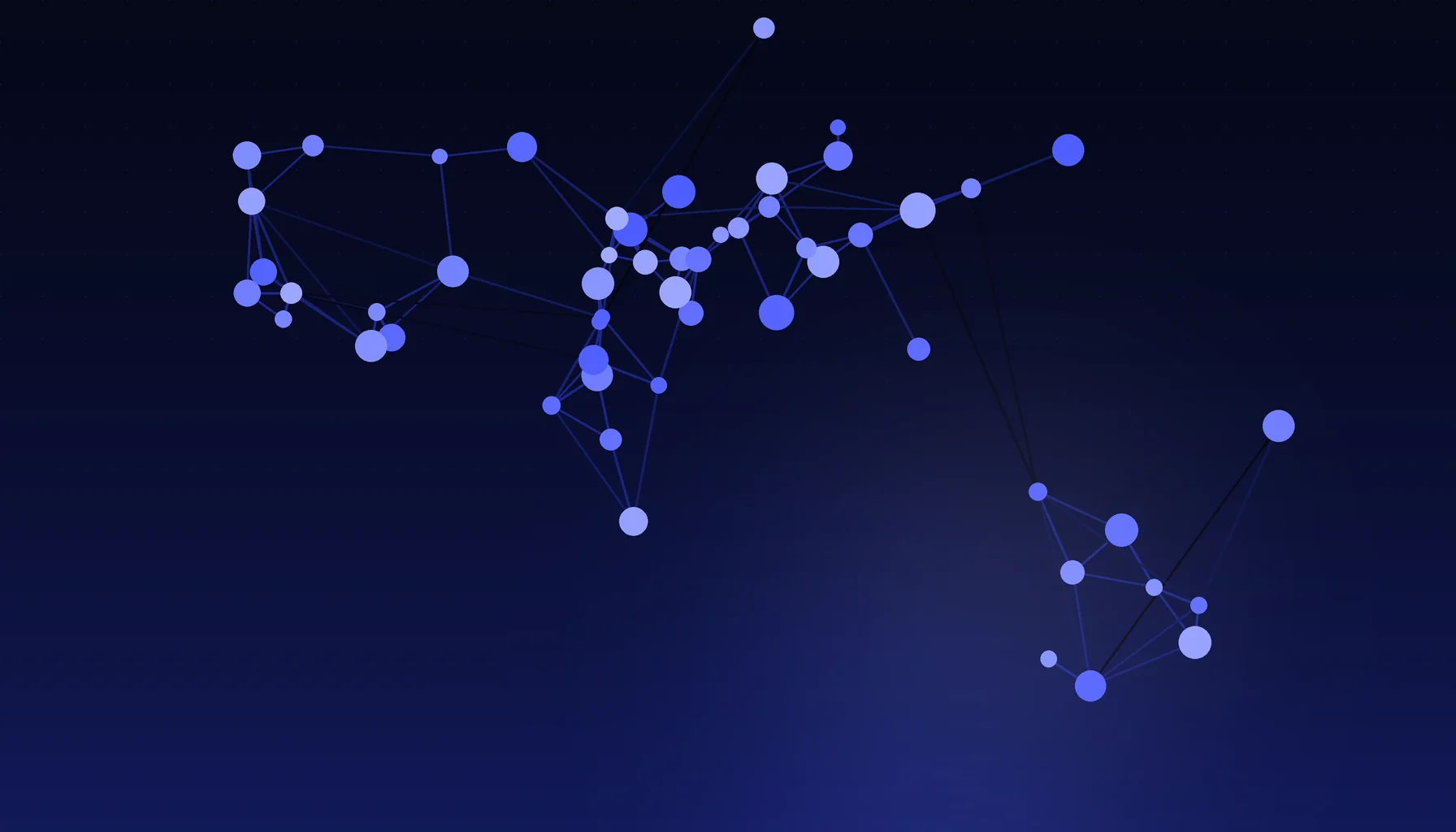 Abstract cover art: clustered nodes joined by edges on a dark blue field