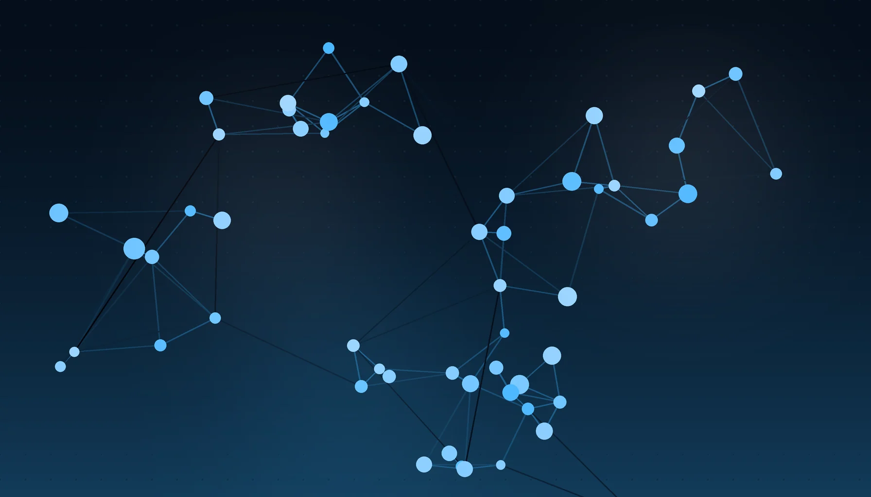 Abstract cover art: clustered nodes joined by edges on a dark blue field